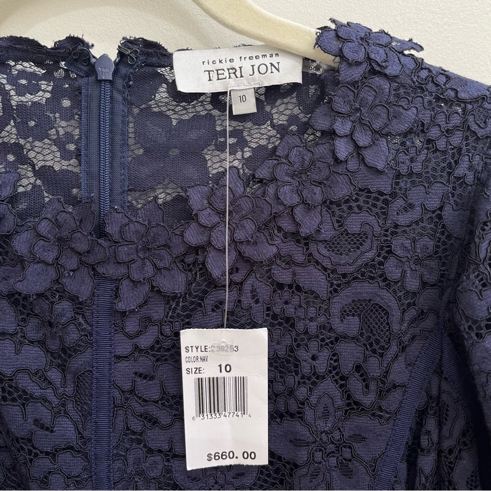 Teri Jon Rickie Freeman Balloon-Sleeve Floral Lace Cocktail Dress - Picture 13 of 16